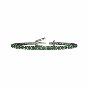 Bracciale tennis Piramide in Oro Bianco 18 kt con Smeraldi 1,00ct