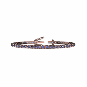 Bracciale tennis Piramide in Oro Rosa 18 kt con Zaffiri 1,00ct