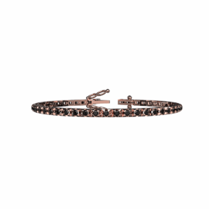 Bracciale tennis Piramide in Oro Rosa 18 kt con Diamanti neri 1,00ct