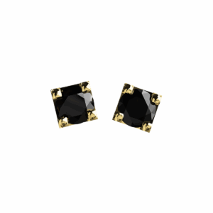 Orecchini punto luce Quadro in Oro Giallo 18 kt con Diamanti neri