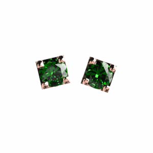 Orecchini punto luce Diamantato in Oro Rosa 18 kt con Smeraldi