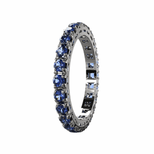 Anello Eternity Piramide in Oro Bianco 18 kt con Zaffiri 0,30ct