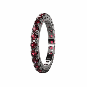 Anello Eternity Piramide in Oro Bianco 18 kt con Rubini 0,30ct
