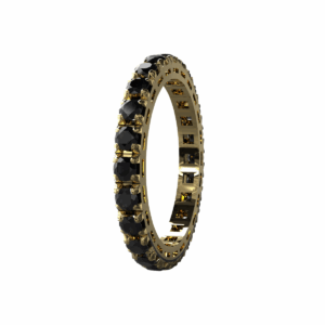 Anello Eternity Piramide in Oro Giallo 18 kt con Diamanti neri 0,30ct